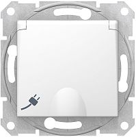 Розетка с заземлением без рамки Schneider Electric Sedna 1-м. крышка шторки белый картинка
